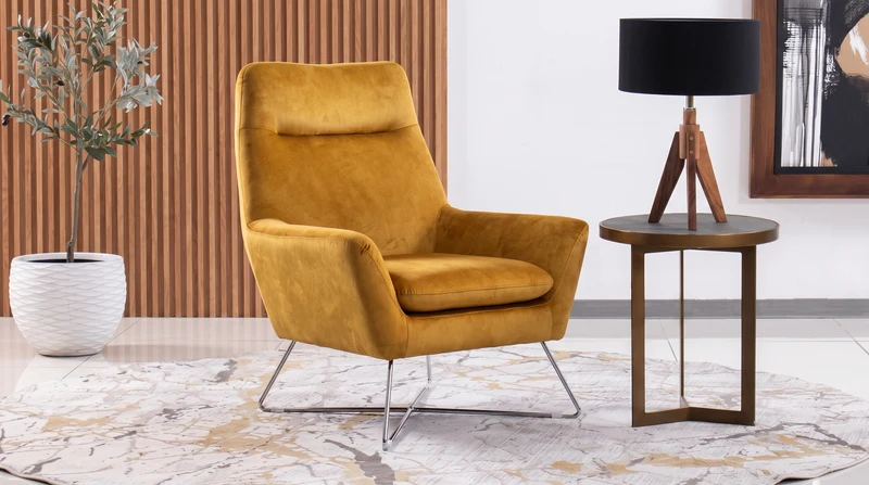 ALEX SILLON OCASIONAL PATA CROMADA COSMO AMBER