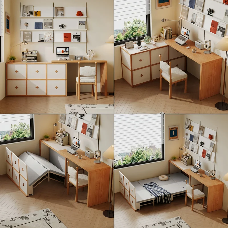 Cama Murphy con armario y escritorio giratorio