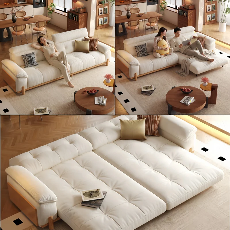 Sofá cama convertible 3 en 1 CITRUS de microfibra y terciopelo de gamuza