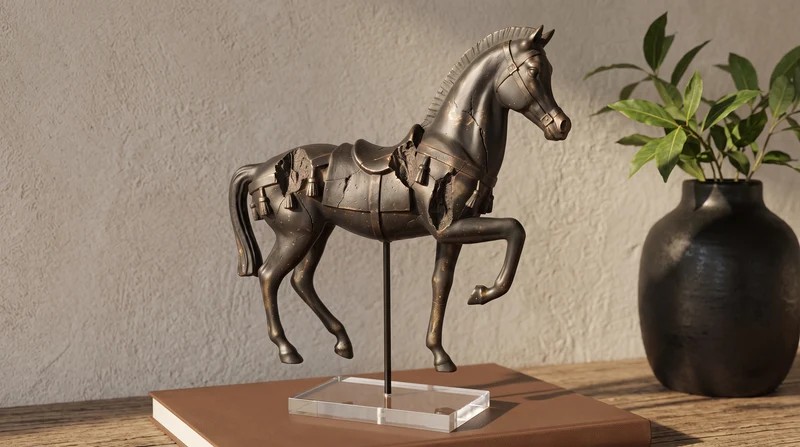 CABALLO MAGNUS ESCULTURA EN SOPORTE DE RESINA Y ACRILICO