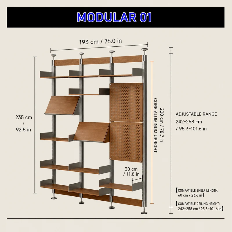 Sistema de estanterías modulares de suelo a techo sin necesidad de taladrar 60