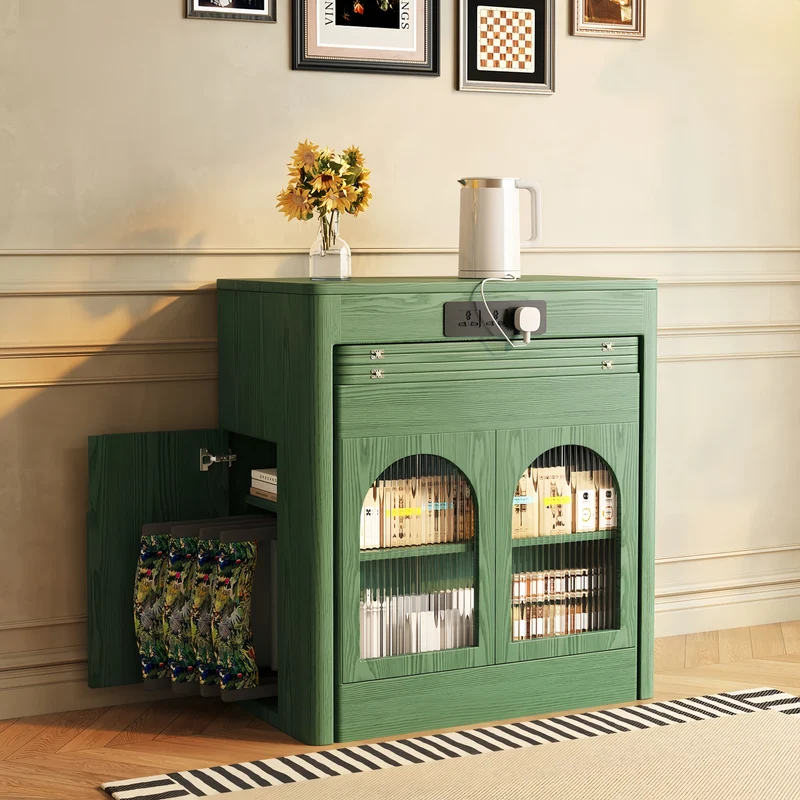 Isla de cocina retro nórdica con mesa de comedor extensible