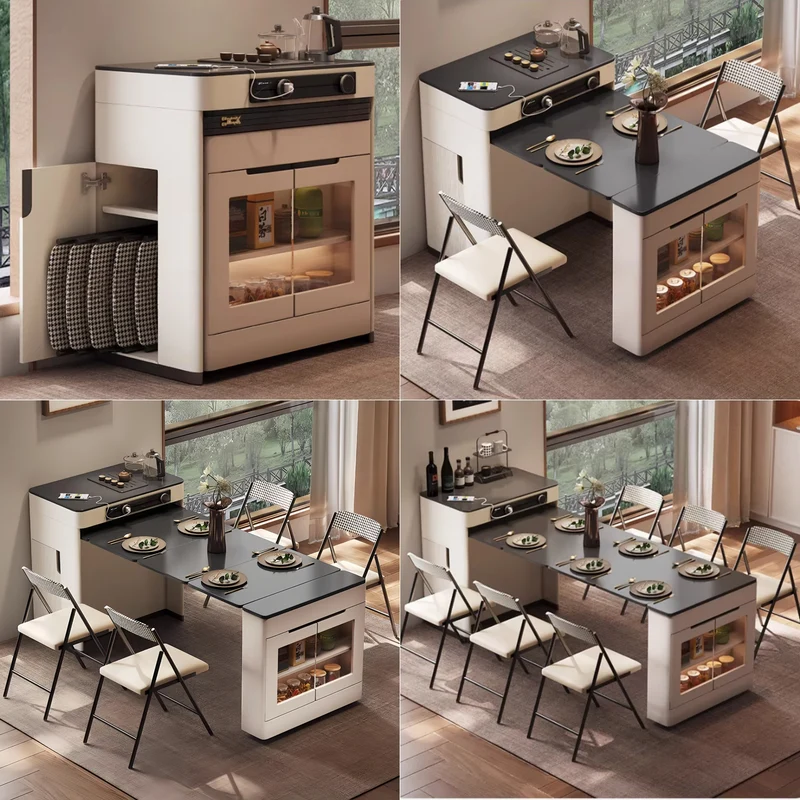 Isla de cocina con mesa extensible