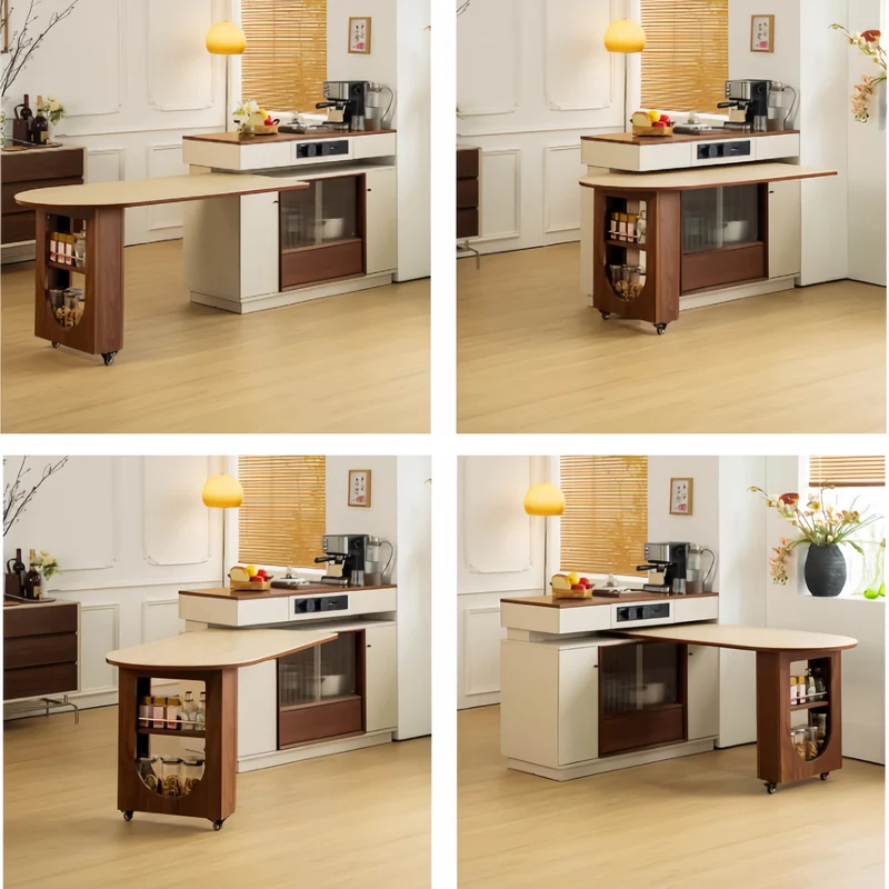 Isla de cocina con mesa giratoria de 180°