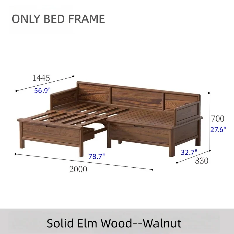 Cama Arhat 3 en 1 de madera maciza con cajones de almacenamiento debajo