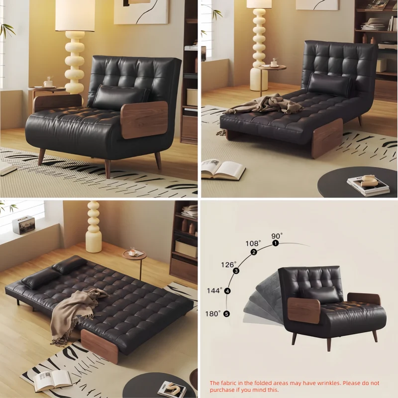 Sofá cama convertible 3 en 1 de tela de cuero