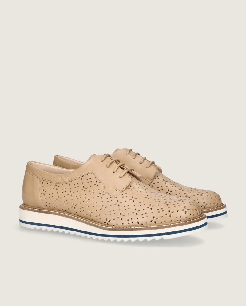 Zapatos Acordonados Donna Marrones Piel
