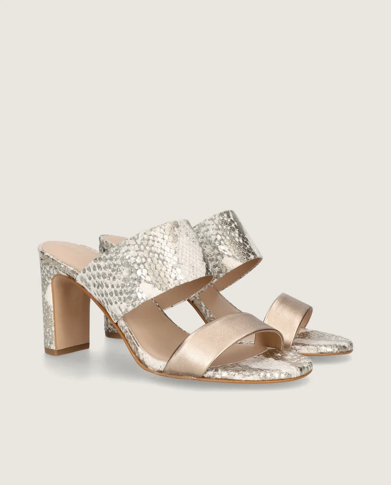 Sandalias Clarice Dorados Pieles estampadas