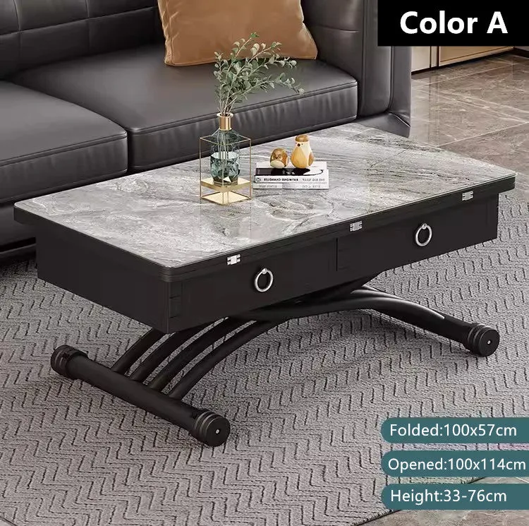 Mesa de centro elevable multifunción con cajones