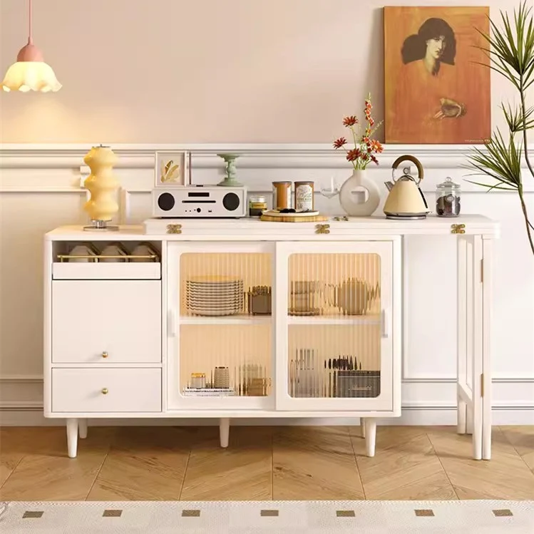 Mesa de comedor extensible y plegable con aparador