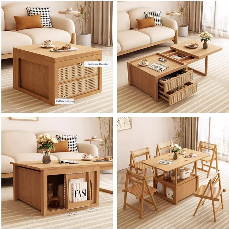 Mesa de centro combinada deformable con 2 cajones de almacenamiento