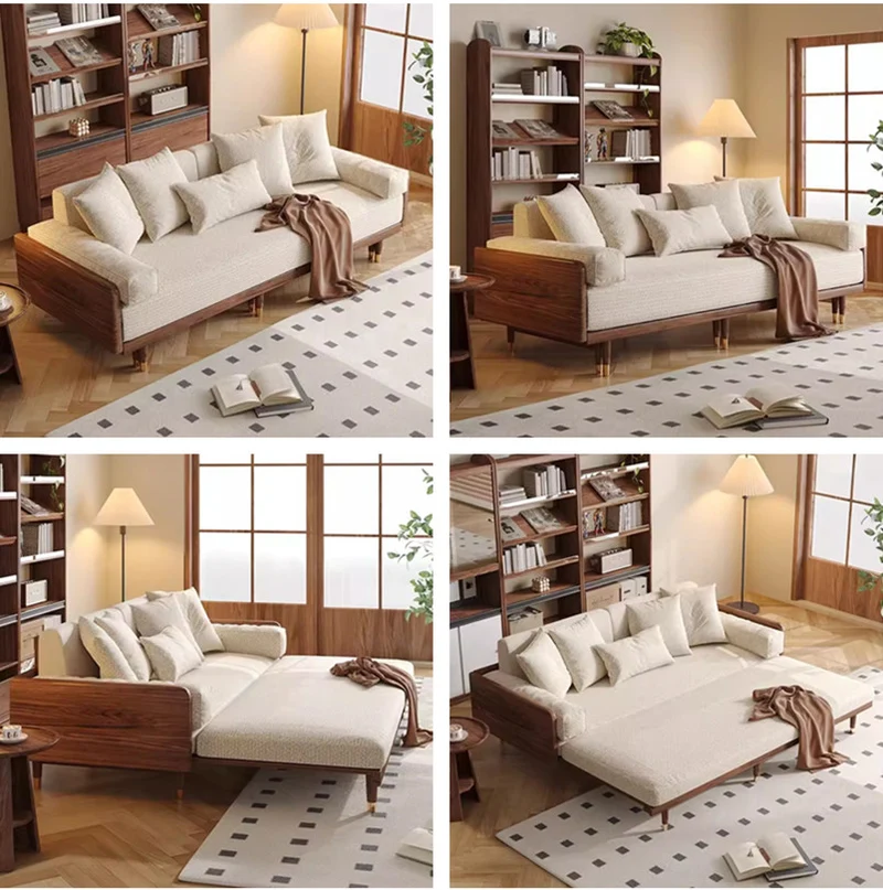 Sofá cama SERENIT con estructura de madera maciza nuevo y mejorado