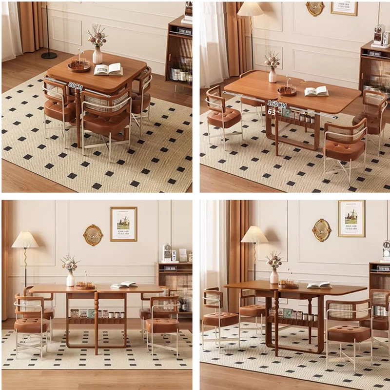 Mesa de comedor extensible de madera maciza con 4 sillas