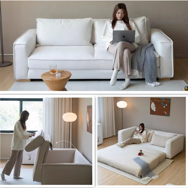 Sofá cama de suelo de tela de chenilla minimalista nórdico