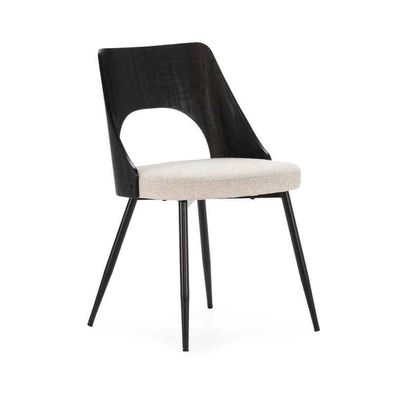 Silla Tapizada Gilda Beige & Negro