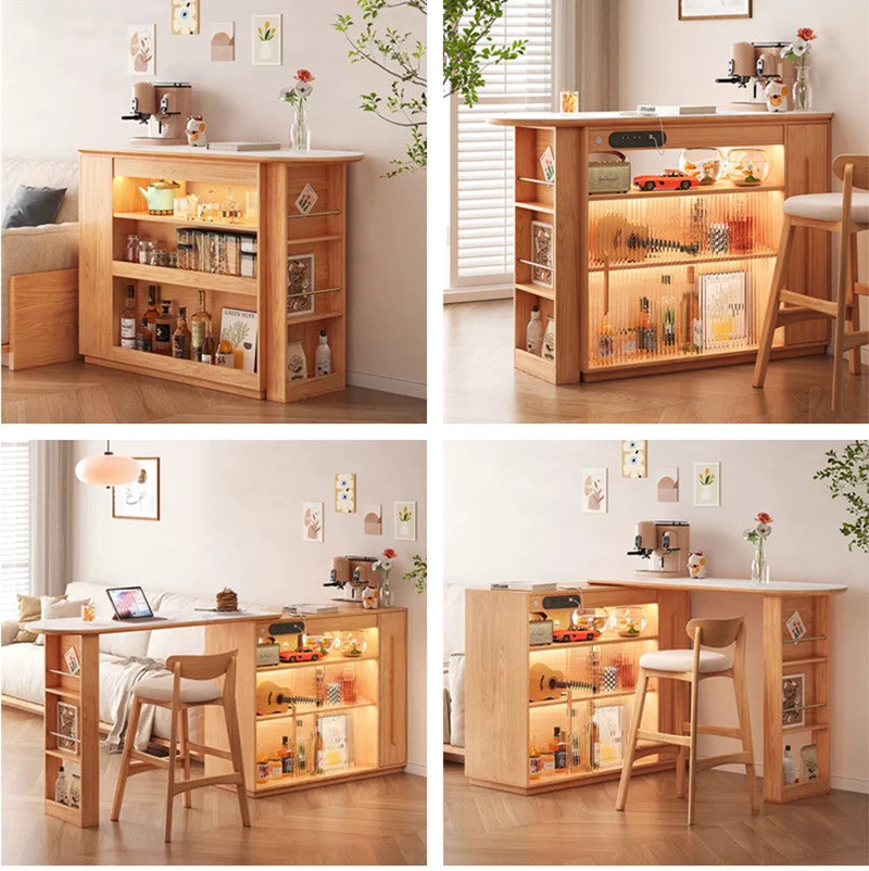 Mesa de bar giratoria de 360 ​​grados con gabinete de almacenamiento de doble cara