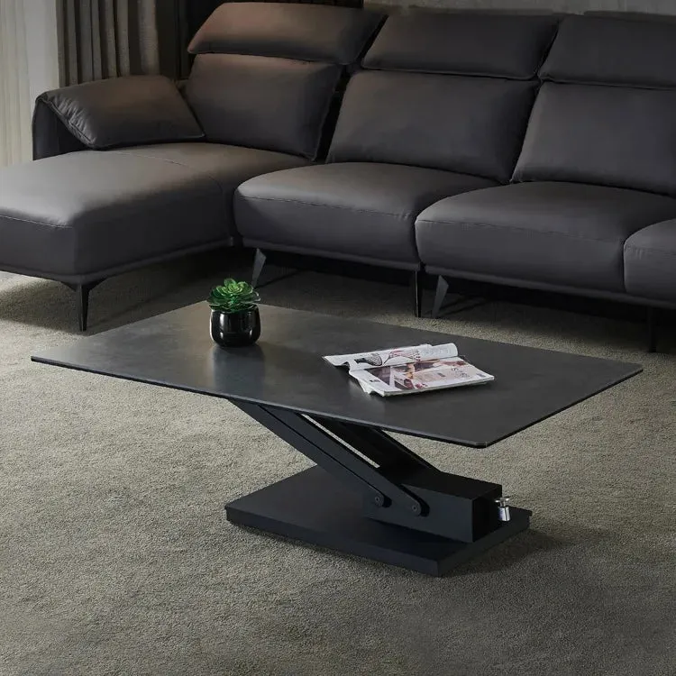 Mesa de centro regulable en altura de piedra sinterizada