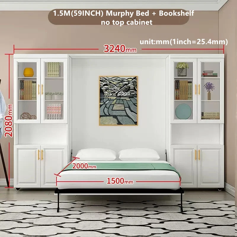 Cama Murphy con estantería deslizante