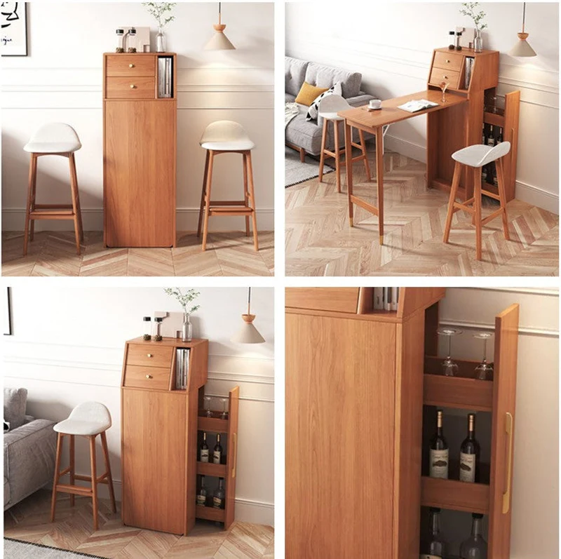 Mesa plegable para bar de vinos con botellero extraíble