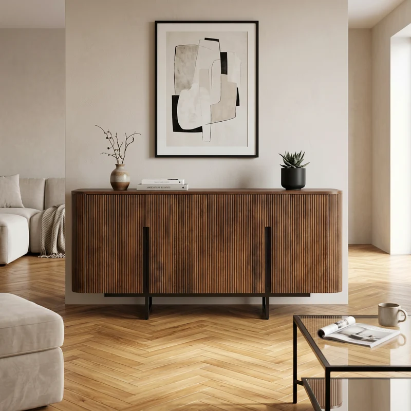 APARADOR RECTANGULAR 160x40cm EN MADERA DE MANGO TAVIRA