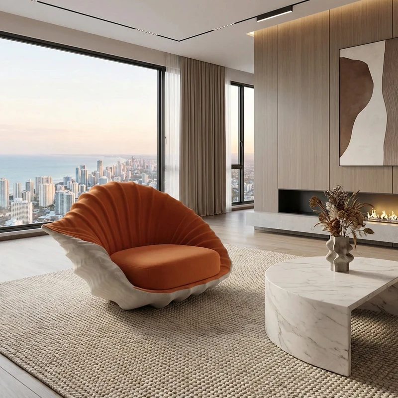 Seashell Accent Artistic Lounge Chair