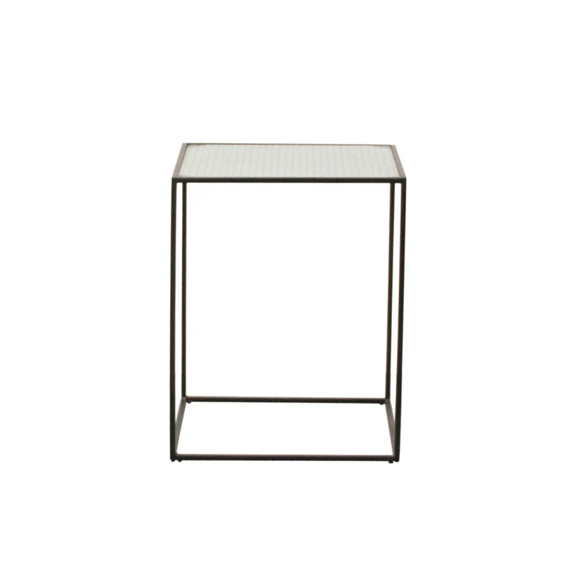 Mesa auxiliar de vidrio - Annaliz - Vidrio/Metal negro - 40×40×50cm