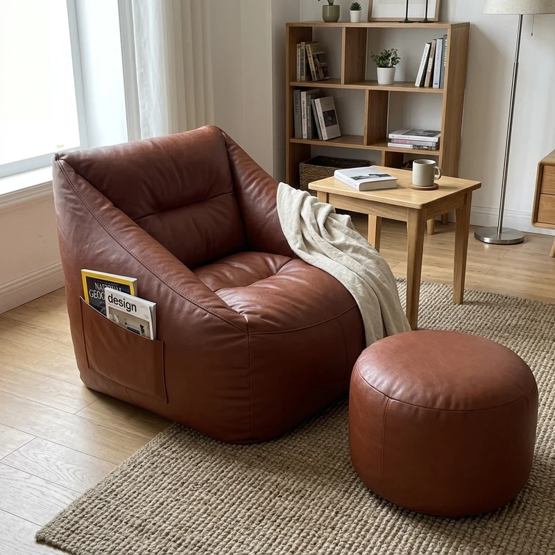 Lazy Sofa Leather Bean Bag
