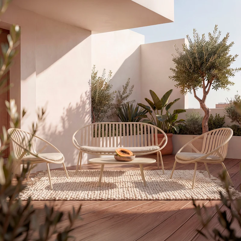 Set Ibiza Sofá, Sillones y Mesa de centro Beige