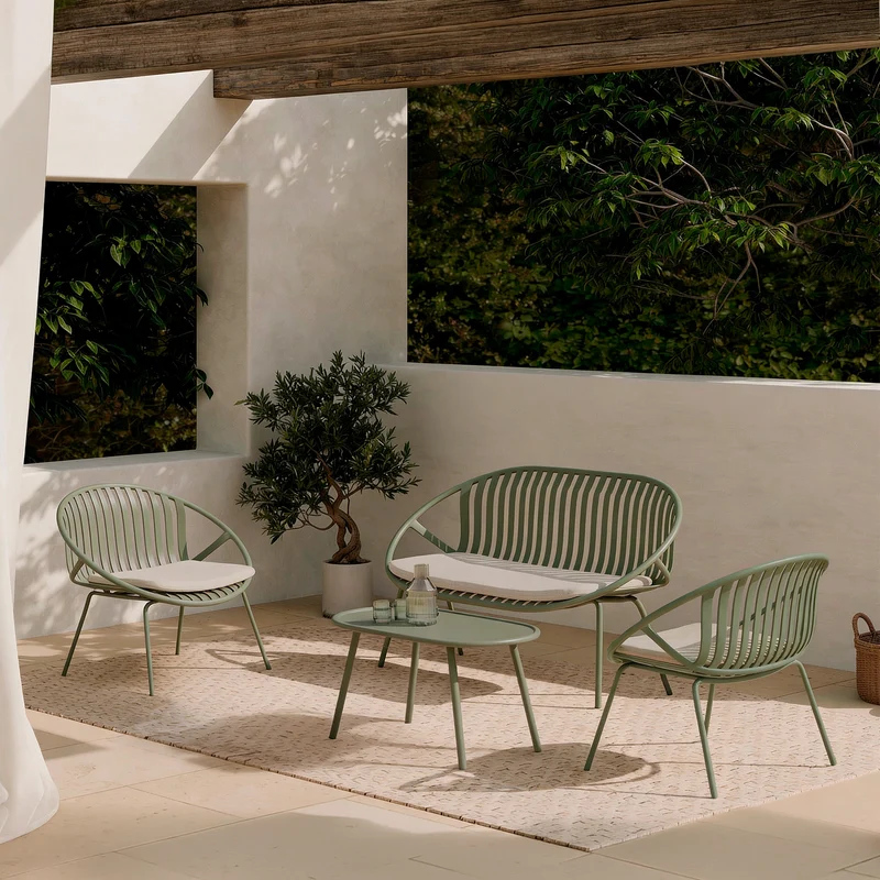 Set Ibiza Sofá, Sillones y Mesa de centro Verde