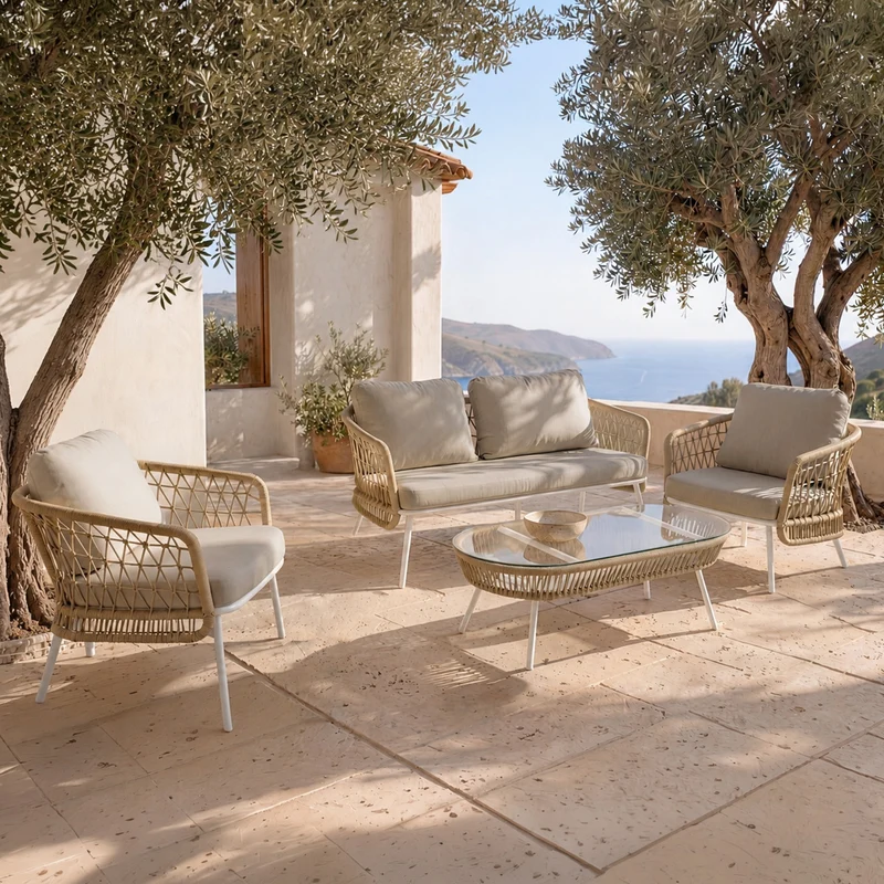Set Odesa Sofá, Sillones y Mesa de centro Blanco