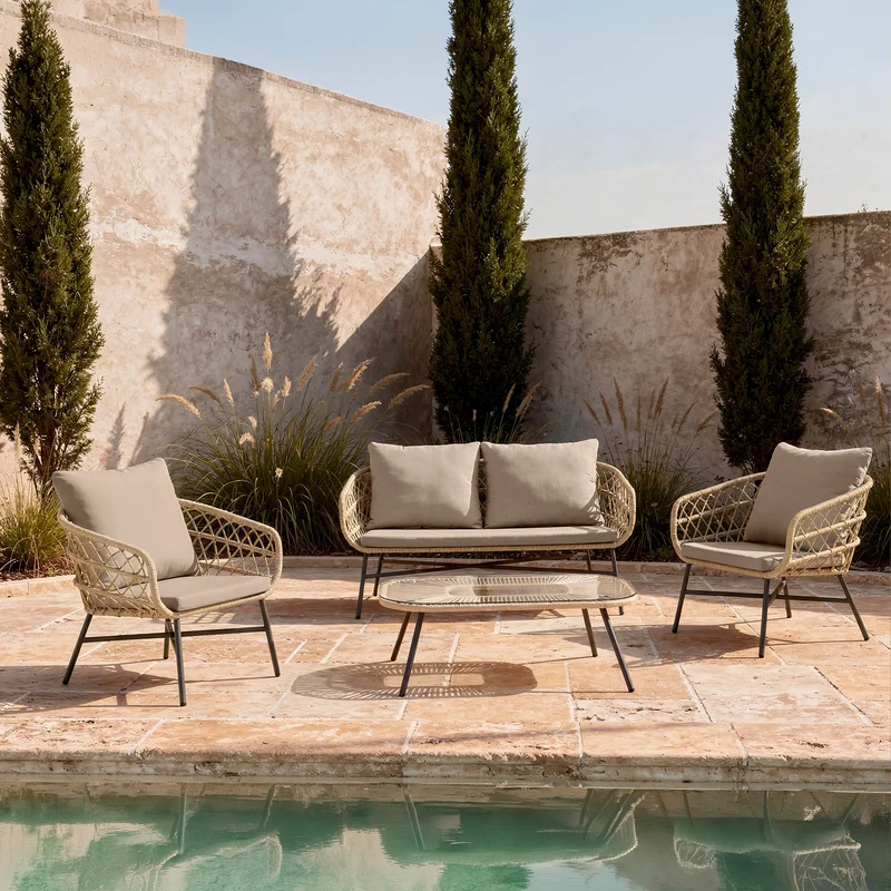 Set Perugia Sofá, Sillones y Mesa de centro Negro