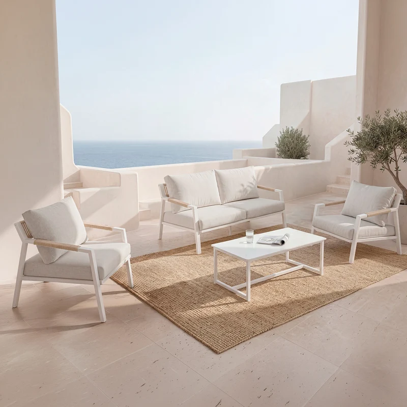 Set Muscat Sofá, Sillones y Mesa de centro Blanco