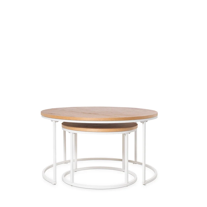 Mesa de centro Adriano Roble/Blanco 80 × 80 cm