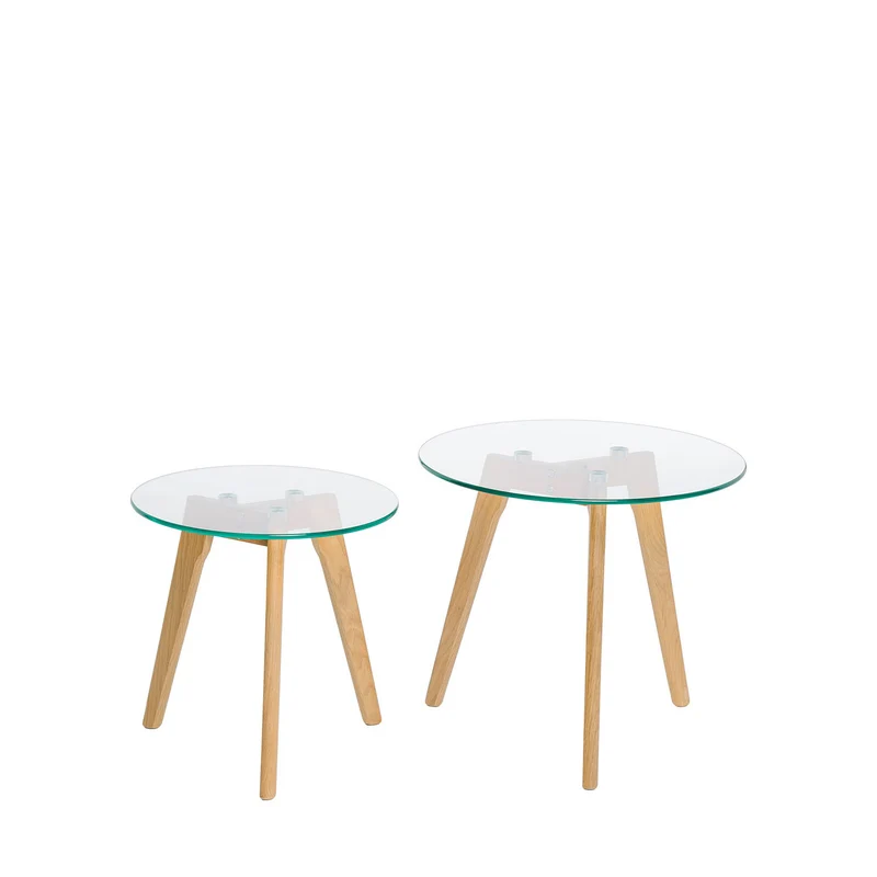 Mesa de centro Abel Cristal/Roble 50 × 50 cm