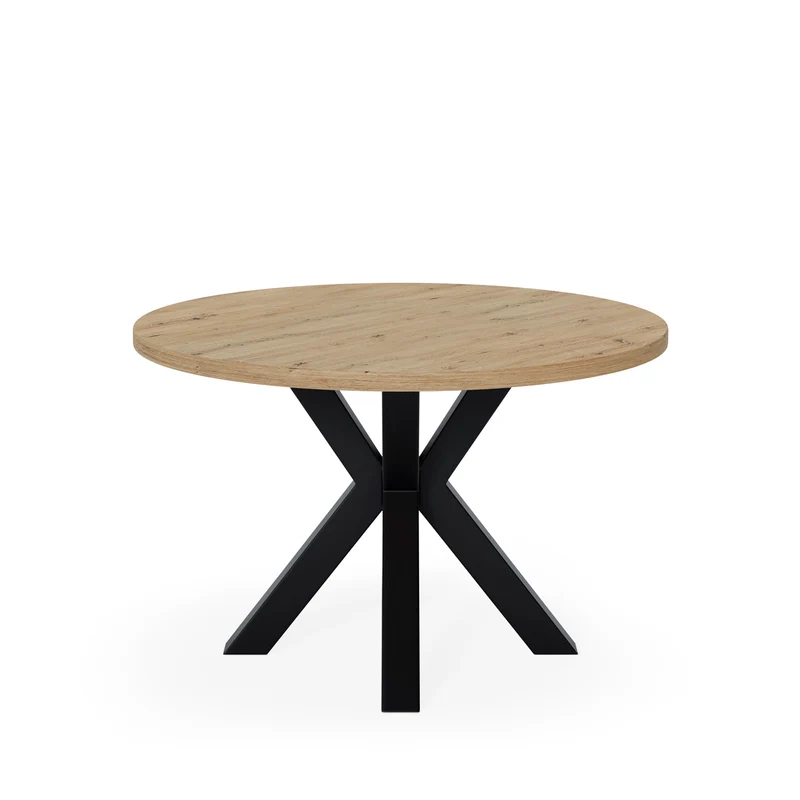 Mesa de comedor Sandy natural y negro Ø 120 cm redonda
