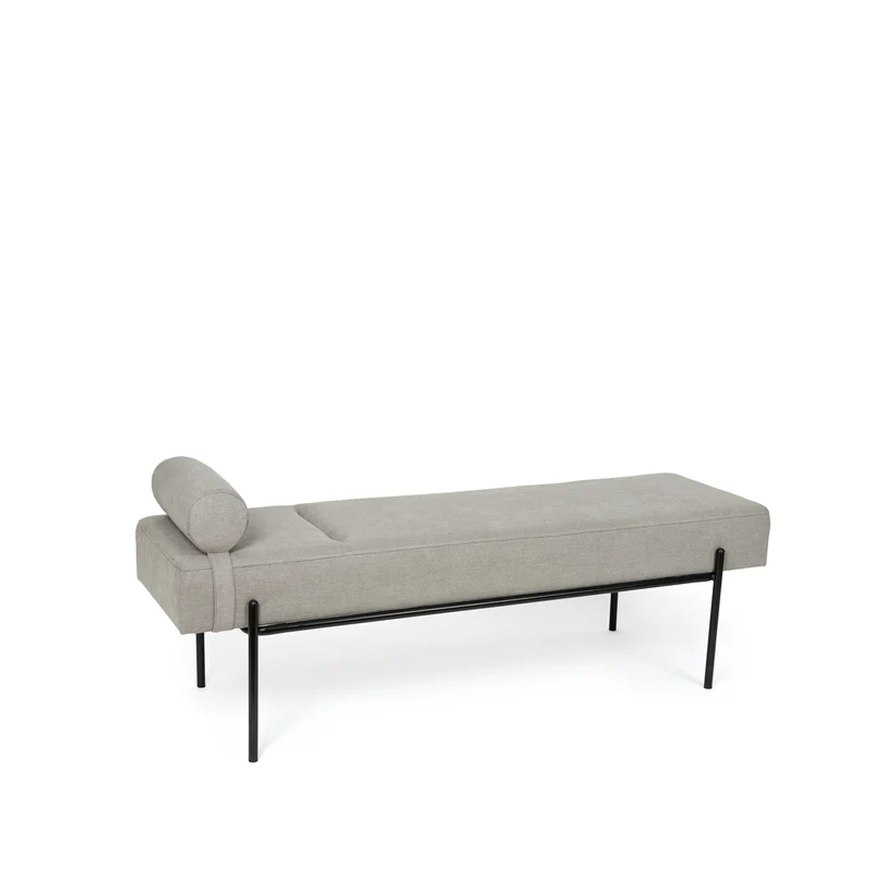 Banqueta Edimburgo gris con patas negras