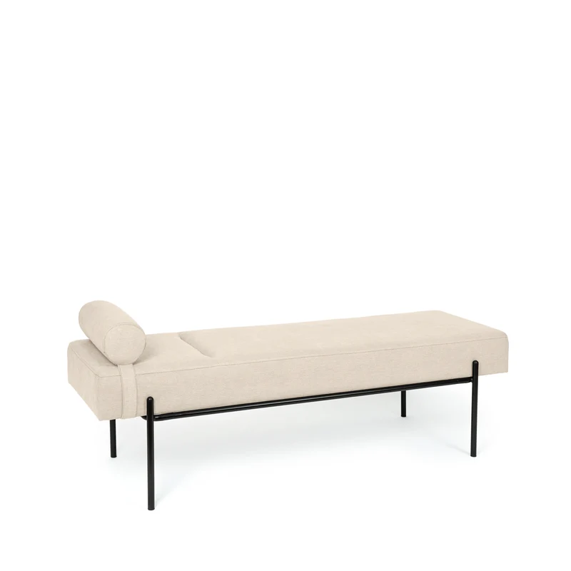 Banqueta Edimburgo beige con patas negras