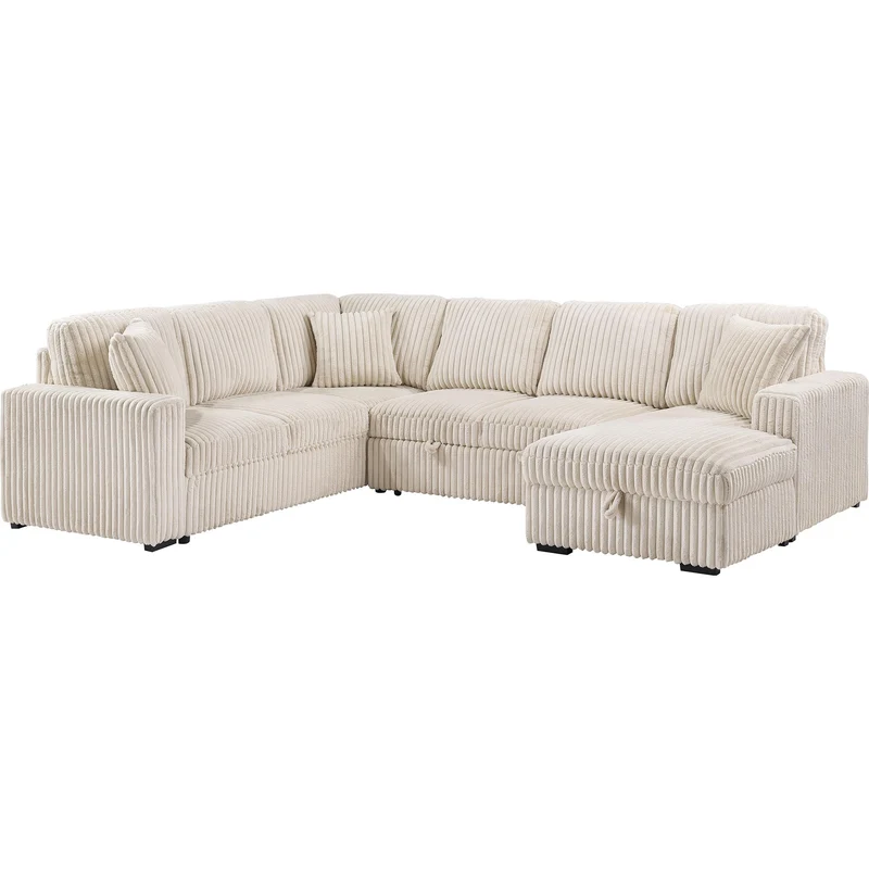 Coaster Furniture Devonshire 501205 Sleeper Sectional Sofa Storage Chaise - Camel