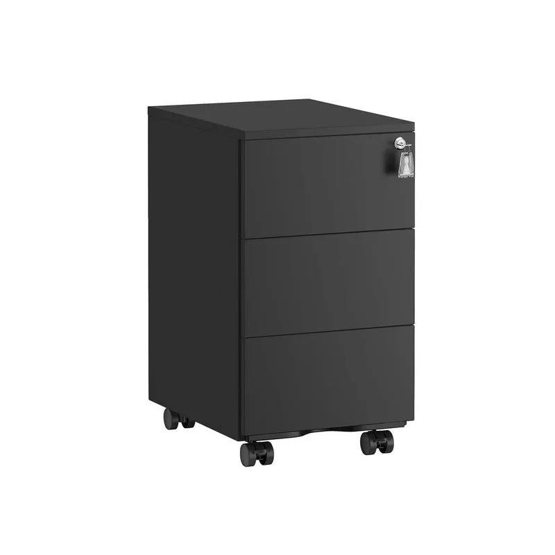 Cajonera metálica de 3 cajones con ruedas y cerradura