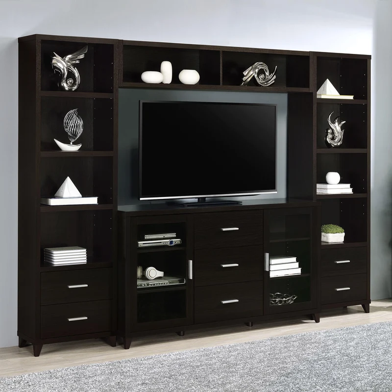 Coaster Furniture Lewes 700881-S4 4 pc Entertainment Center - Cappuccino