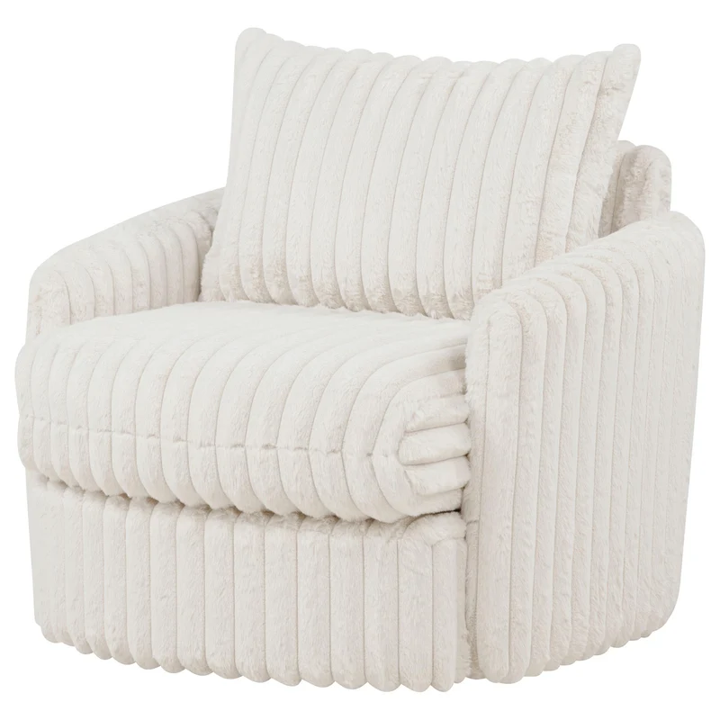 Coaster Furniture Sarco 902541 Corduroy Upholstered Swivel Accent Arm Chair - Ivory
