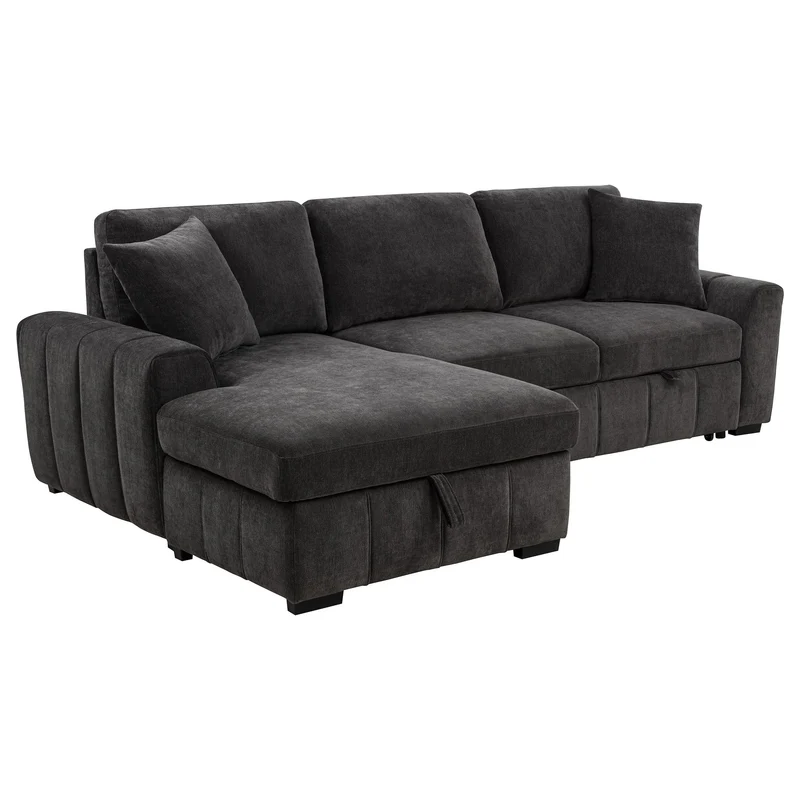 Coaster Furniture Pastrana 500349 Upholstered Sleeper Sectional Sofa LAF Chaise - Grey