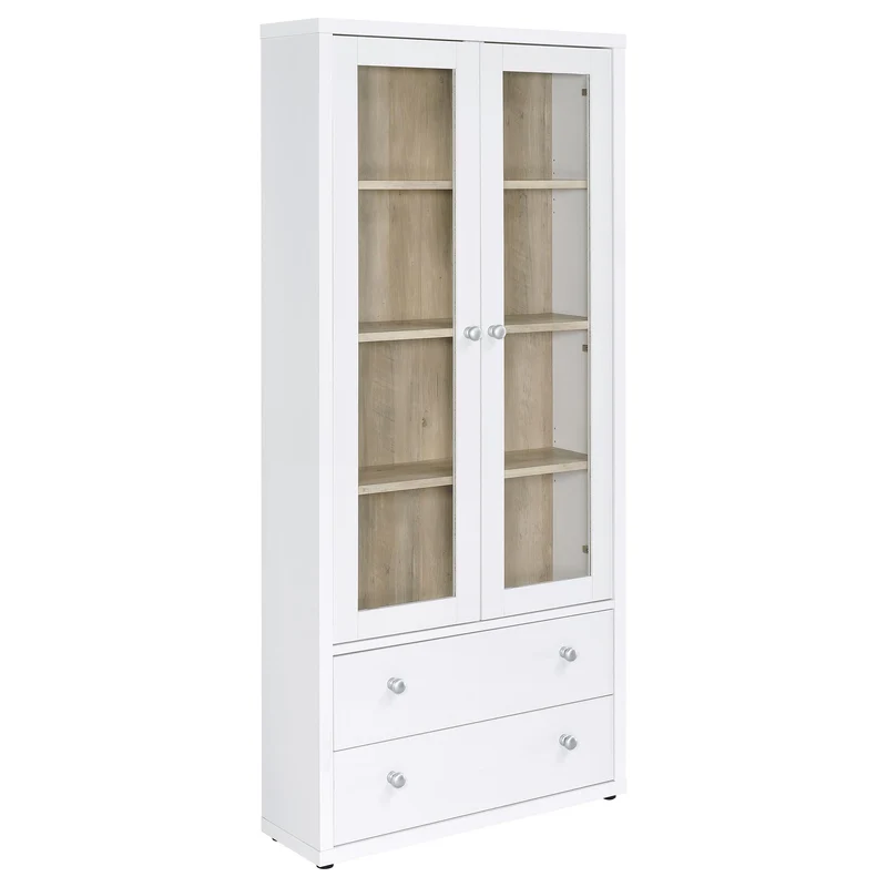Coaster Furniture Hawthorne 953477 4-shelf Glass Door Tall Cabinet with Drawers - White