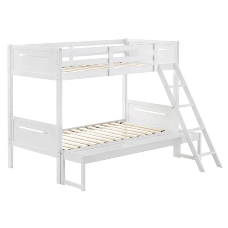 Coaster Furniture Littleton 405052WHT Wood Twin Over Full Bunk Bed - White