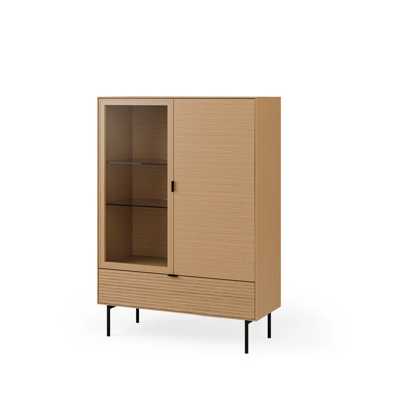 Vitrina baja Tulsa roble 100 cm con patas metálicas