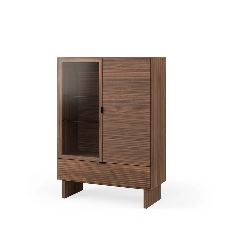 Vitrina baja Tulsa nogal 100 cm con patas de madera