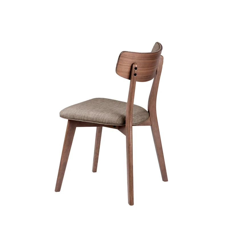Silla Anais gris claro con patas de nogal