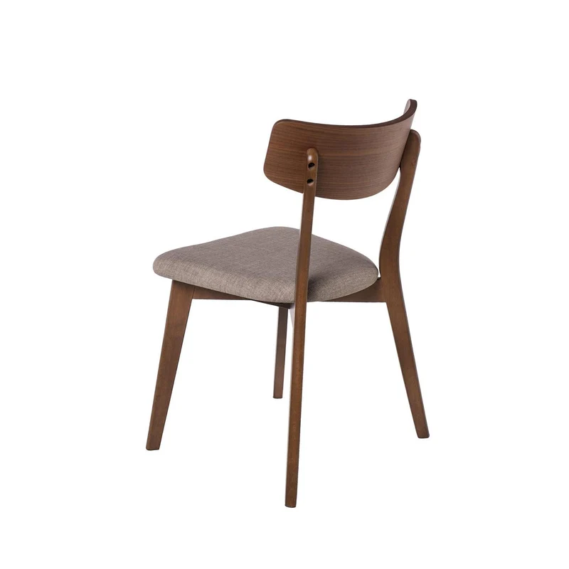 Silla Keira gris claro con patas de nogal
