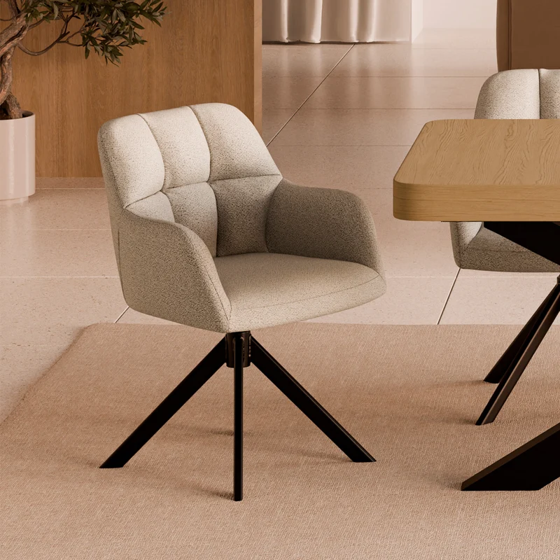 Silla Taimi beige con patas negras