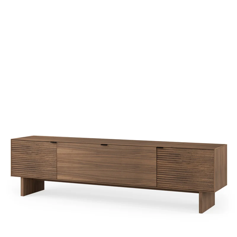 Mueble TV Tulsa nogal 200 cm con puertas de madera, patas de madera